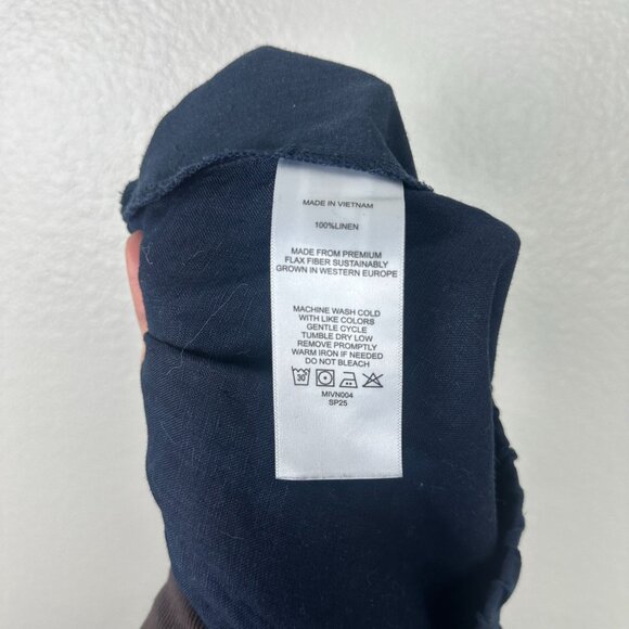 Quince 100% European Linen Maxi Skirt L Deep Navy Minimalist Modest Side Slit - Picture 9 of 10